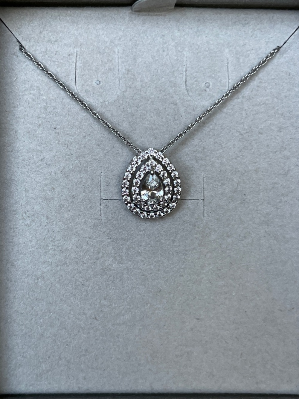 Zales Sterling Silver White Sapphire Pear Necklace